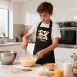 Personalized Highland Cow Kid Adult Baking Apron with Name Initial and Front Pocket Christmas Birthday Gift for Kids Family