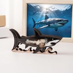 Personalised Wooden Shark Shape Storage Box with Name Birthday Summer Travel Gift for Ocean Lovers Shark Lovers