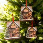 Personalized Wooden Christmas Tree Bookstore Ornament with Name and Year Library Decoration Christmas Gift for Bookworms Book Lovers