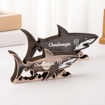 Personalised Wooden Shark Shape Storage Box with Name Birthday Summer Travel Gift for Ocean Lovers Shark Lovers