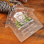 Personalized Christmas Tree with Bow New House Acrylic Ornament with Name and Year Tree Decoration First Christmas Gift for New Home Newlyweds