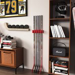 Personalized Multicolour 3D Printed Hockey Stick Holder Hockey Puck Display Shelf Set with Text Wall Mount Home Storage Birthday Gift for Hockey Lover