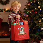 Henkilökohtainen Santa hattu dinosaurus lyhdyt suuri kapasiteetti punainen Juutti Kangaskassi nimi joulu festivaali puolue lahja lapsille