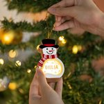 Addobbo natalizio personalizzato in legno a forma di pupazzo di neve con luce LED e nome regalo ideale per Natale per bambini e famiglia