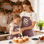 Personalized Highland Cow Kid Adult Baking Apron with Name Initial and Front Pocket Christmas Birthday Gift for Kids Family