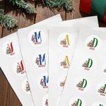 Personalizzato Santa iniziale adesivi impermeabili nome etichette fai da te decorazione regalo carino Natale Festival festa favori per gli amici della famiglia