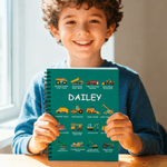 Personalized Construction Truck A5 Spiral Notebook with Name and 120 Pages Recording Accessory Christmas Birthday Gift for Boys Truck Lovers