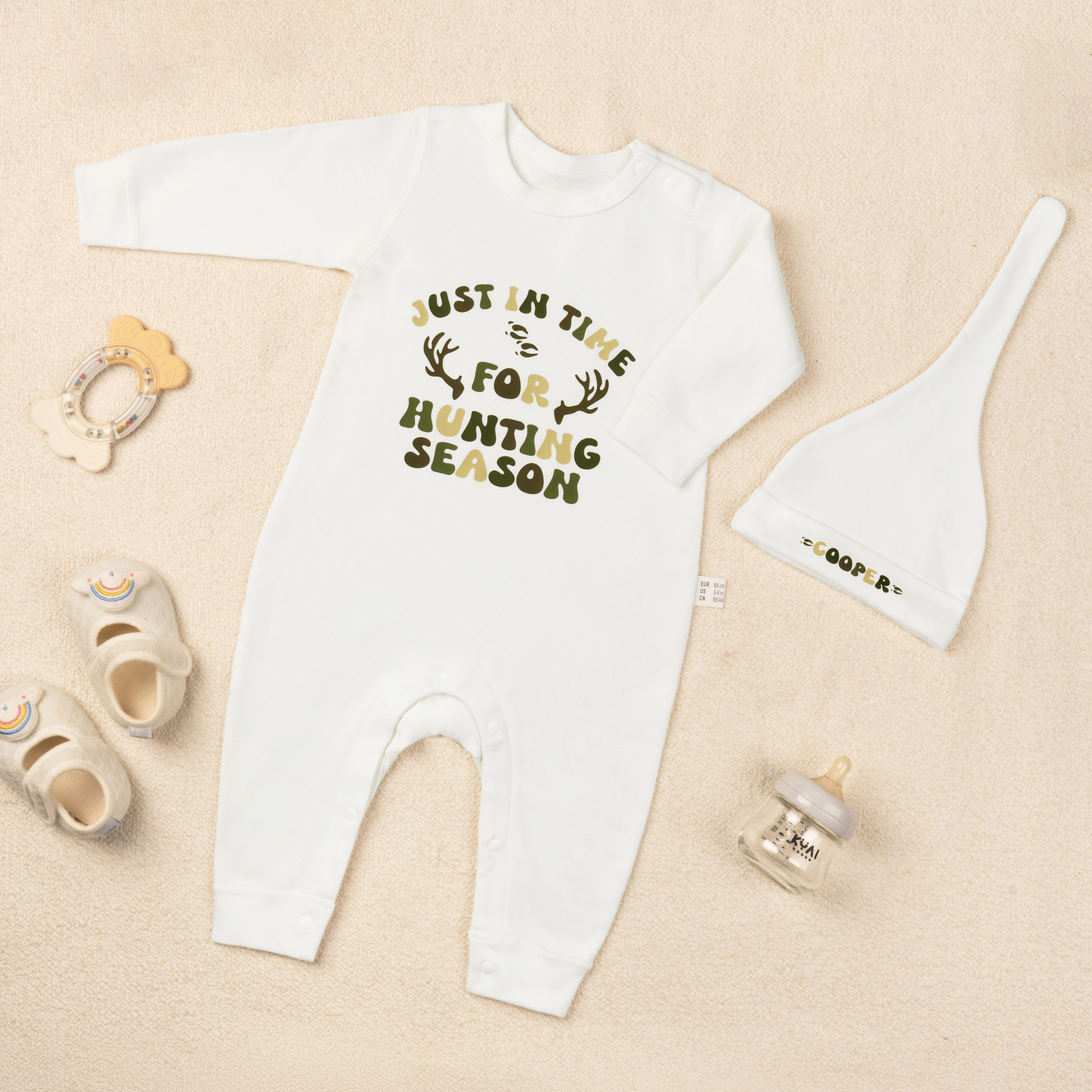 Chapeau de chasse pour bébé 100% coton avec nom Cadeau de chasse pour nouveau-né et bébé