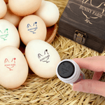Personalized Hen Silhouette Petal Egg Safe Egg Stamp with Food Grade Ink and Wooden Box Birthday Christmas Gift for Family Farmer Breeder