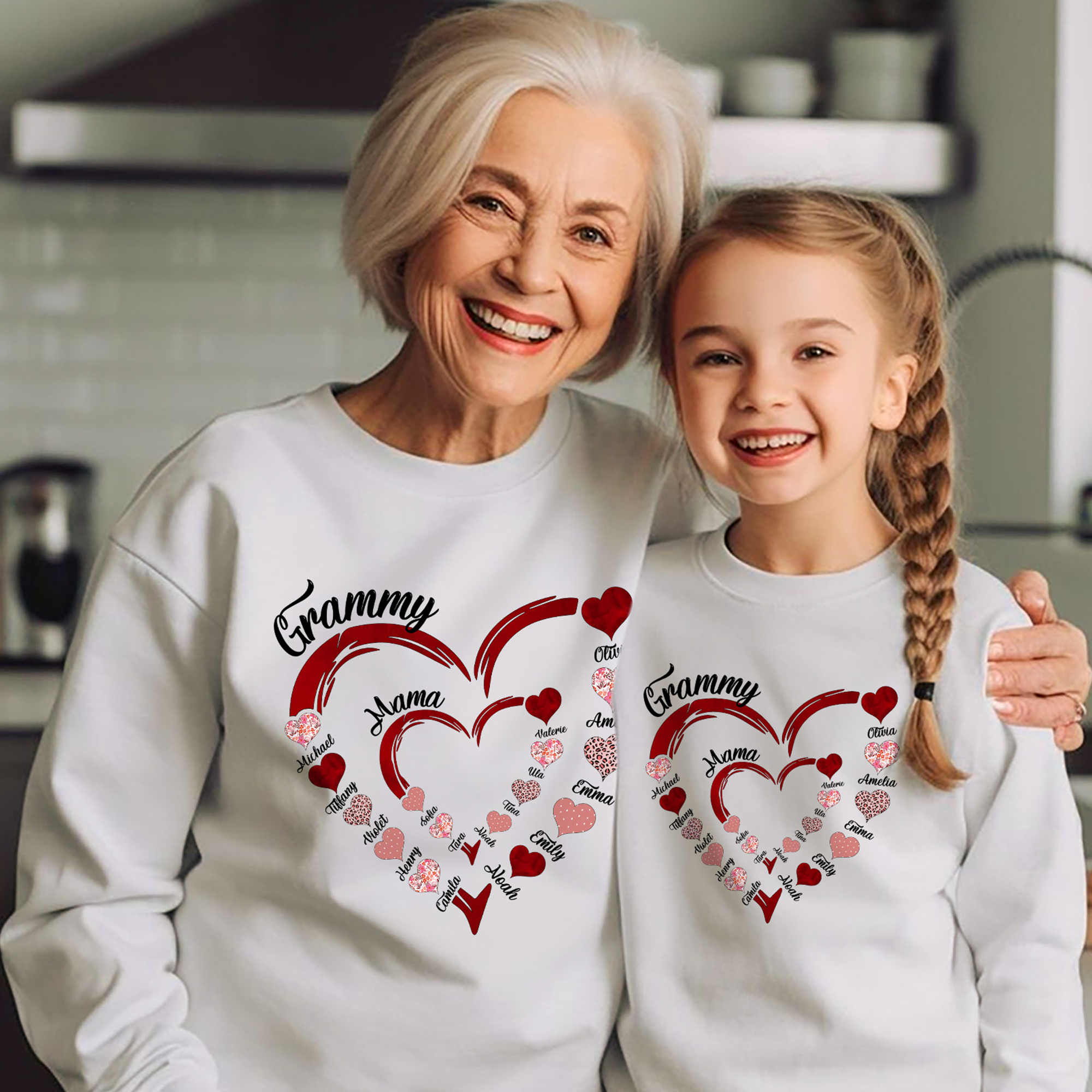 T-shirt familial personnalisé avec les prénoms des enfants Cadeau d'anniversaire de Noël et de fête des mères pour maman, grand-mère et enfant