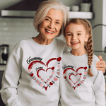 Personalised Heart Design Family T-shirt Sweatshirt with Kid‘s Names Christmas Mother's Day Birthday Gift for Mom Grandma Kid