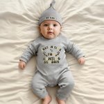 Personalisierte gerade rechtzeitig für die Jagd Saison 100% Baumwolle Baby Strampler Hut Set mit Namen Outdoor-Aktivität Outfit Jagd Saison Geschenk für Neugeborene Babys