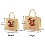 Personalized Santa Hat Holly Initial Design  Large Jute Tote Bag with Name Christmas Party Gift for Family Friends