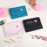 Personalised Birth Flower Foldable Crochet Hook Organizer with Name Knitting Accessories Mother's Day Gift for Crochet Enthusiasts
