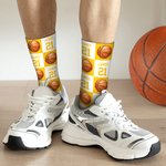 Personalised Badminton Volleyball Sport Check Soft Breathable Crew Mid-Calf Socks with Name Birthday Anniversary Gift for Sport Lovers