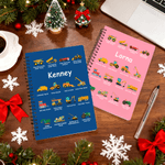 Personalized Construction Truck A5 Spiral Notebook with Name and 120 Pages Recording Accessory Christmas Birthday Gift for Boys Truck Lovers