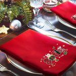 Tovagliolo rosso personalizzato in cotone con alfabeto e Babbo Natale decorazione per feste regalo di Natale per amici e famiglia