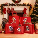 Henkilökohtainen Santa hattu dinosaurus lyhdyt suuri kapasiteetti punainen Juutti Kangaskassi nimi joulu festivaali puolue lahja lapsille