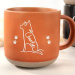Personalised Minimalist Cat Dog Line Art 12 oz Ceramic Mug with Name Anniversary Birthday Gift for Pet Lovers