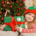 Personalizzato Santa iniziale adesivi impermeabili nome etichette fai da te decorazione regalo carino Natale Festival festa favori per gli amici della famiglia