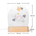 Luz nocturna LED personalizada con nombre y diseño de animales con base de madera decoración para el hogar regalo de cumpleaños para niños y niñas
