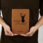 Taccuino di caccia personalizzato in pelle di animali selvatici con testo di registrazione Accessorio per compleanno e anniversario dei cacciatori.
