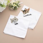 Personalized Embroidery Pet Face Photo 100% Cotton Handkerchief Pocket Square with Name Wedding Birthday Gift for Groom Best Man Dog Cat Lover
