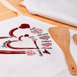 Personalised Double-Layer Heart Kid Adult Cooking Apron with Kid's Names and Pocket Mother's Day Christmas Gift for Grandma Kids