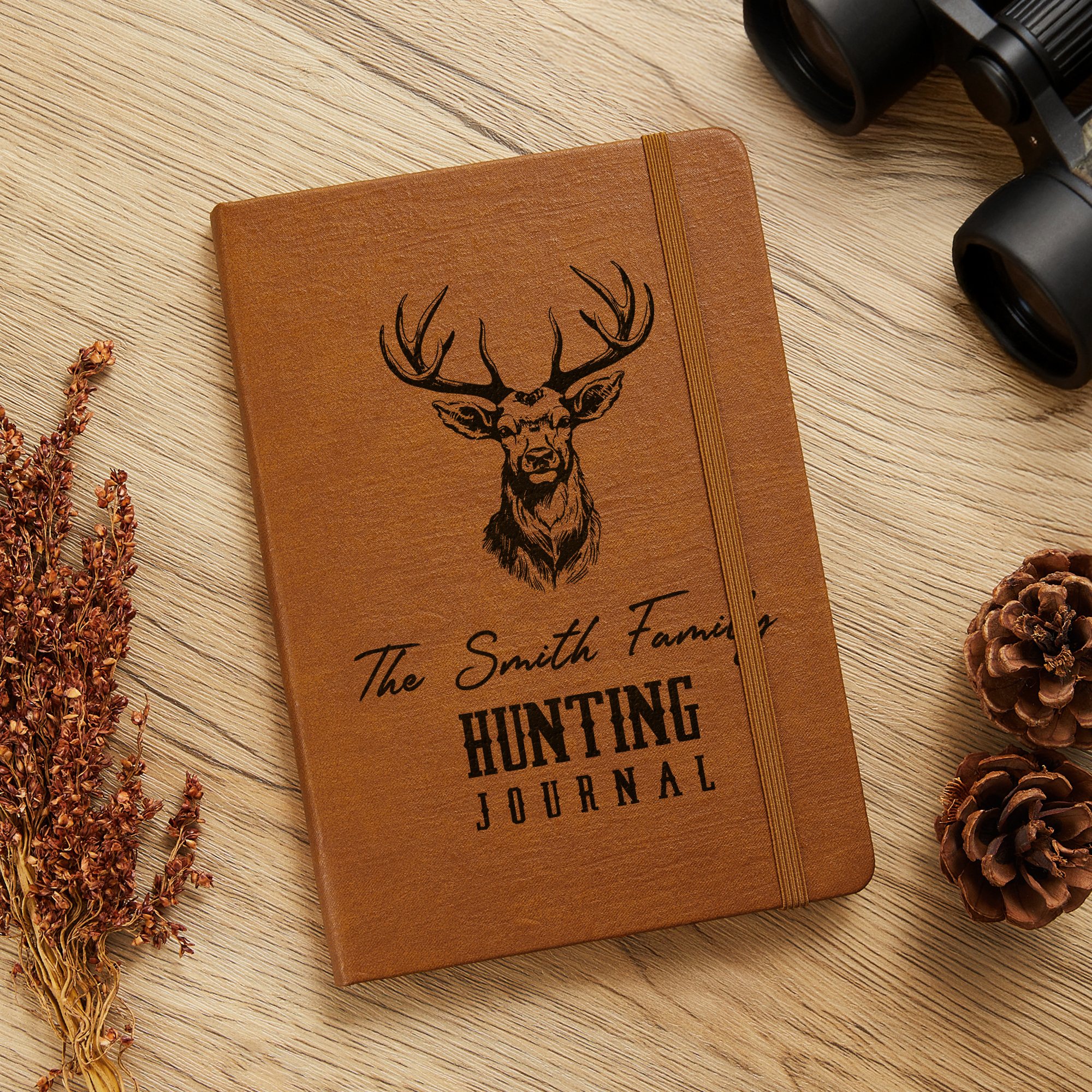 Cahier de chasse personnalisé en cuir PU avec texte Accessoire d'enregistrement Cadeau d'anniversaire pour les chasseurs Hommes