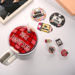 Personalized Apple Disco Ball Book Pencil Straw Topper Nameplate with Text Accessory for Stanley Cup Christmas Appreciation Gift for Teacher