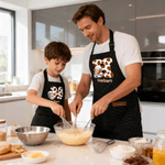 Personalized Highland Cow Kid Adult Baking Apron with Name Initial and Front Pocket Christmas Birthday Gift for Kids Family