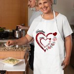 Personalised Double-Layer Heart Kid Adult Cooking Apron with Kid's Names and Pocket Mother's Day Christmas Gift for Grandma Kids
