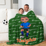 Gepersonaliseerde Hart Cartoon Voetbal Character Soft Throw Deken met Naam en Nummer Game Day Team Gift voor Voetballer Lover