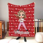 Manta personalizada multicolor de dibujos animados de pelotas deportivas con nombre Decoración del hogar Día del partido Cumpleaños Regalo de Navidad para los amantes de las pelotas