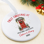 Personalized First Christmas At House Heart Round Ceramic Ornament with Name Tree Decor Christmas Gift for Family Friend
