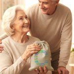 Nube de palabras personalizada con iniciales Bolsa de regalo grande con cordón y nombre Uso diario Vacaciones Navidad Regalo para la familia Amigos