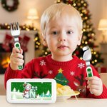 Personalized Cute Cartoon Snowman Initial Food-Grade Kid's Fork Spoon Knife 3 Pcs Cutlery Set with Name Daily Use Christmas Gift for Kids