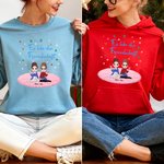 Personalisiertes Sweatshirt mit 2-6 Cartoon-Mädchen und Namen Weihnachten Täglicher Gebrauch Weihnachtsgeschenk für Beste Freundinnen