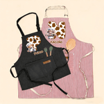 Personalized Highland Cow Kid Adult Baking Apron with Name Initial and Front Pocket Christmas Birthday Gift for Kids Family