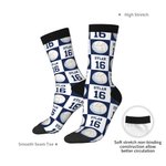 Personalised Badminton Volleyball Sport Check Soft Breathable Crew Mid-Calf Socks with Name Birthday Anniversary Gift for Sport Lovers