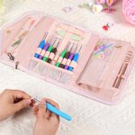Personalised Birth Flower Foldable Crochet Hook Organizer with Name Knitting Accessories Mother's Day Gift for Crochet Enthusiasts