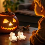 Gepersonaliseerde Leuke Kleine Spook Keramische Kaarshouder met Naam Woondecoratie Beste Halloweencadeau voor Familie Vrienden