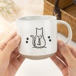 Personalised Minimalist Cat Dog Line Art 12 oz Ceramic Mug with Name Anniversary Birthday Gift for Pet Lovers