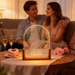 Personalized Star Map Acrylic LED Night Light with Text and Wooden Base Birthday Wedding Anniversary Christmas Gift for Family Couple