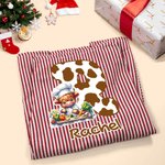 Personalized Highland Cow Kid Adult Baking Apron with Name Initial and Front Pocket Christmas Birthday Gift for Kids Family