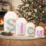 Nube de palabras personalizada con iniciales Bolsa de regalo grande con cordón y nombre Uso diario Vacaciones Navidad Regalo para la familia Amigos