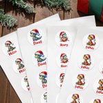 Personalized Cute Dinosaur Design Waterproof Stickers Labels with Name Gift Decor Christmas Party Favors for Boys Girls Kids