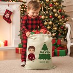 Sac Cadeau de Noël à Cordon Personnalisé avec Personnage de Dessin Animé Texte et Nom Cadeau de Noël pour Enfants Famille et Amis