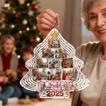 Personalized 9 Photos Christmas Tree Shape Ornament with Year Home Decor Christmas Anniversary Birthday Gift for Family Friends