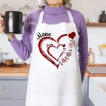 Personalised Double-Layer Heart Kid Adult Cooking Apron with Kid's Names and Pocket Mother's Day Christmas Gift for Grandma Kids